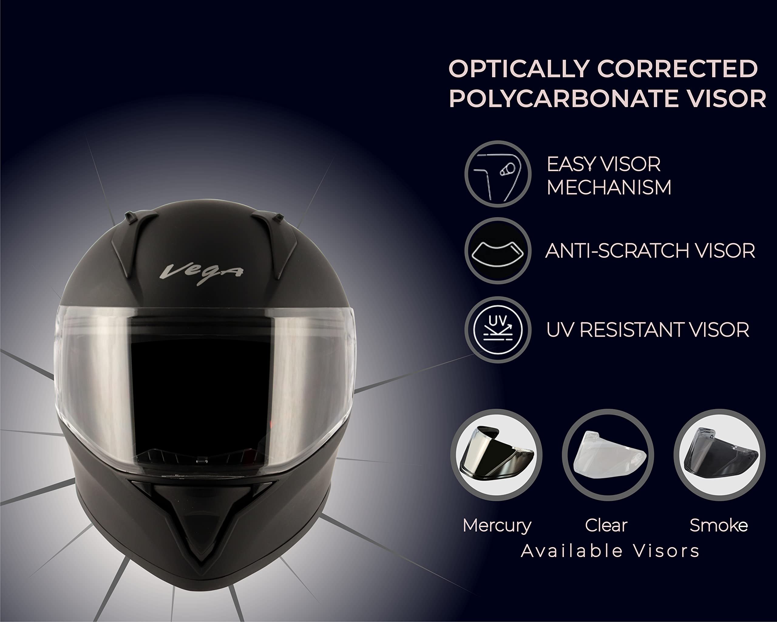Vega Bolt Dull Black Helmet-L - Image 2 thumbnail