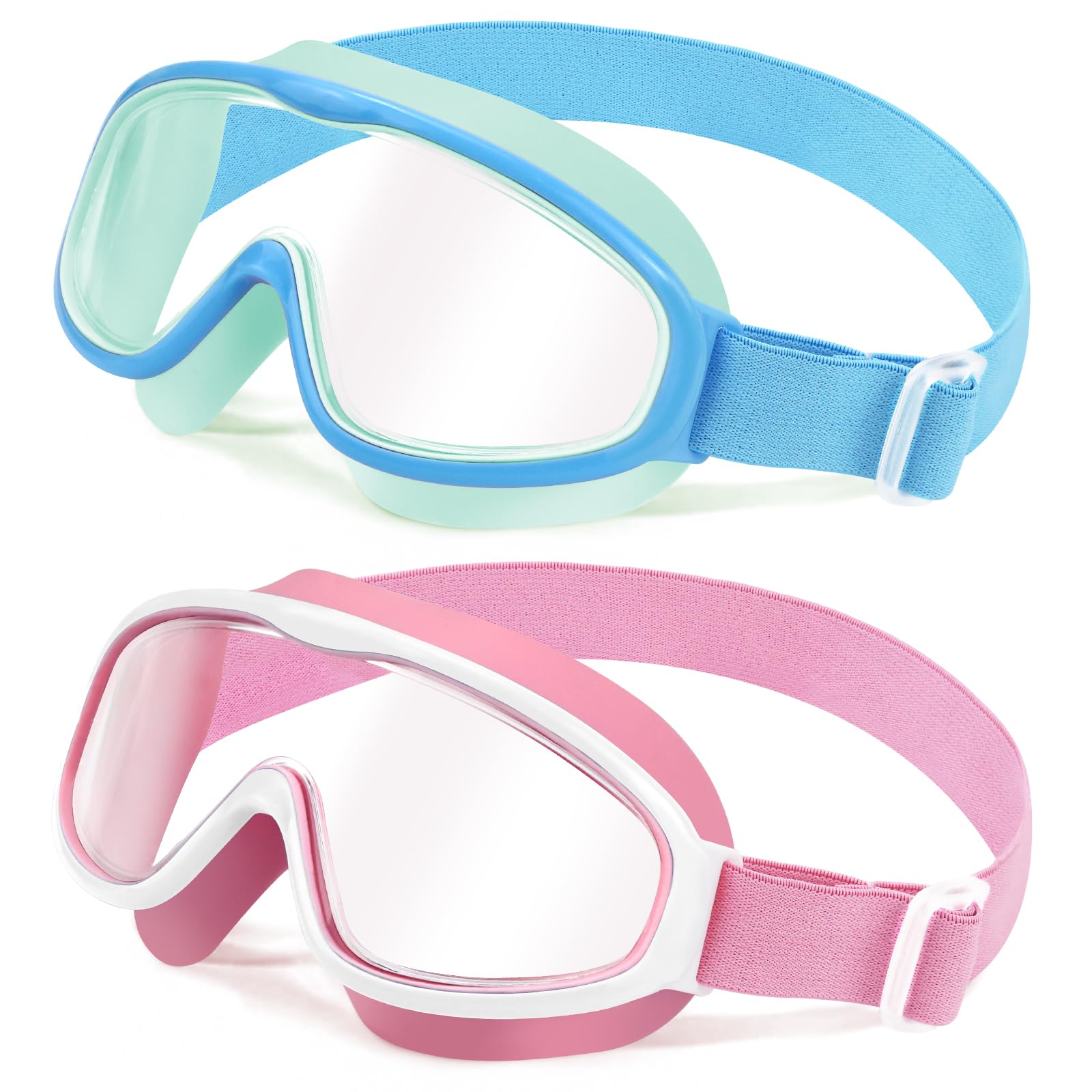 Vvinca Kinder-Schwimmbrille mit Comfort-Stoffband Weitwinkel Anti-Beschlag/UV Schutz Wasserdichte Schwimmbrille für 3-14Jahre