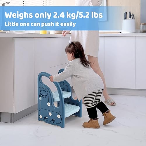 Miniatura 4 de Onasti Toddler Step Stool for Bathroom Sink, Adjustable 2 Step Stop for Kids with Handles, Toilet Stool for Potty Training, Plastic Ladder Toddler