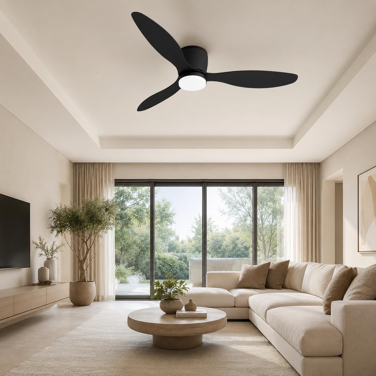 ON CONNIE Ventilatore da Soffitto Nero con Luce LED 106cm, Motore DC Silenzioso con Telecomando e Luce Regolabile