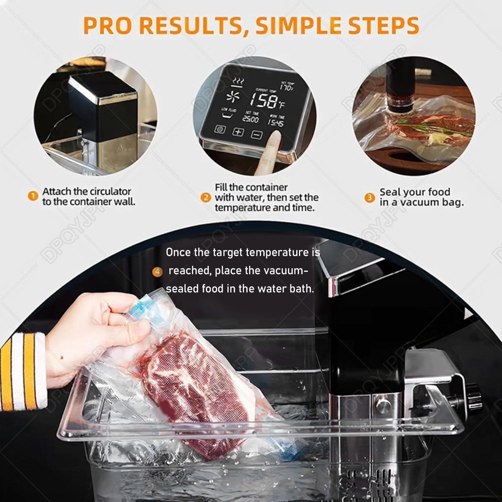 Máquina Sous Vide Profesional Con Pantalla Táctil LCD, Circulador De Inmersión, 1600 W, 70 L, Cocina Impermeable IPX7 Para Uso En Cocinas Restaurantes