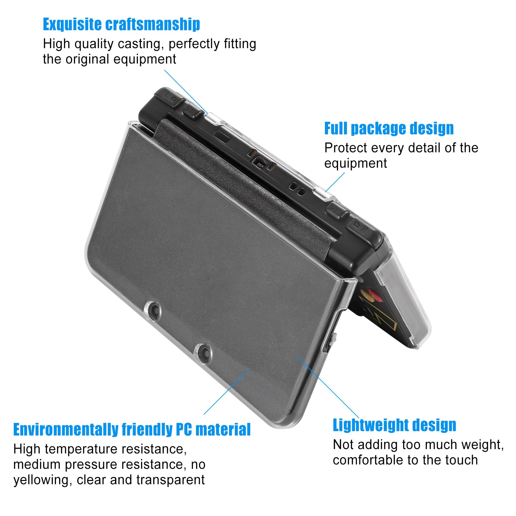 VSEER New 3DS Case - Custodia protettiva rigida ultra trasparente trasparente per Nintendo New 3DS - [design modificato senza cerniere]