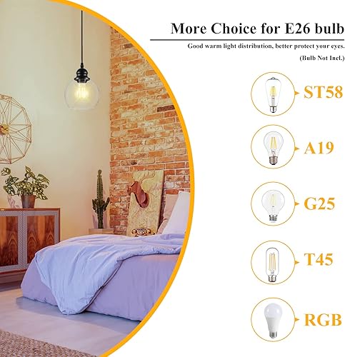 Miniatura 3 de Lámparas colgantes modernas lámpara de techo colgante industrial con pantalla de vidrio semillado iluminación colgante negra vintage para cocina