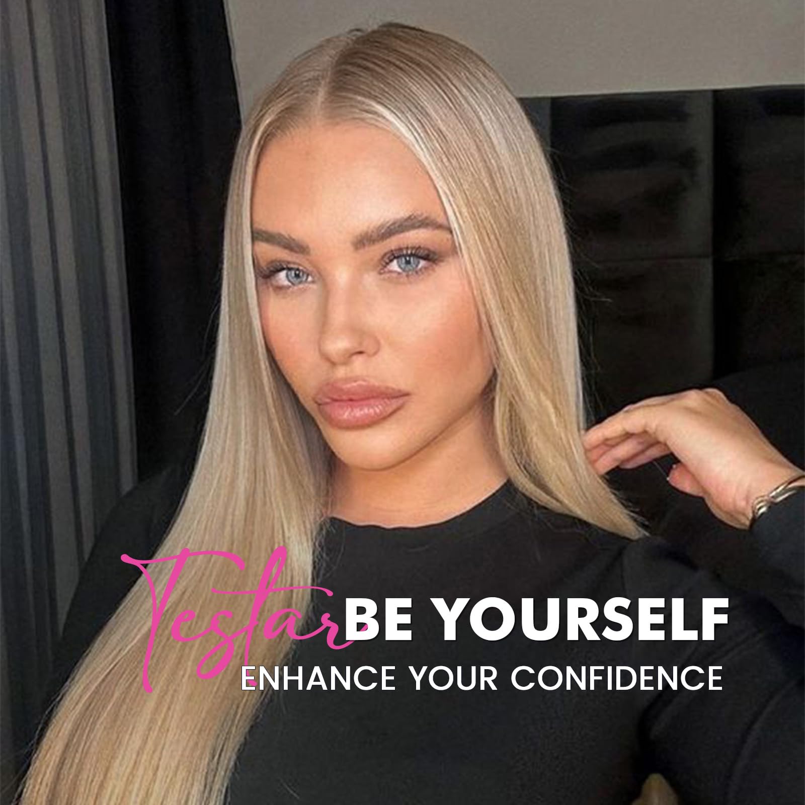 testar 13×6 HD Lace Long Blonde Lace Front Wig for Women 22 Inch Platinum Blonde Wig Straight Hair Natural Layered Glueless Synthetic Lace Wigs Middle Part for Party/Halloween/Daily Use(613 Blonde) - Image 2