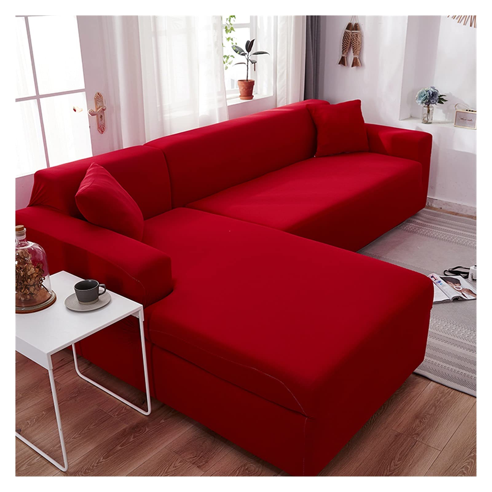 Funda de Sofa Elástica Chaise Longue Brazo Largo Derecho Izquierda Funda Cubre Sofá de Forma L Protector para Sofá de Poliéster (Color : J, Size : 3 plazas (190-230cm))