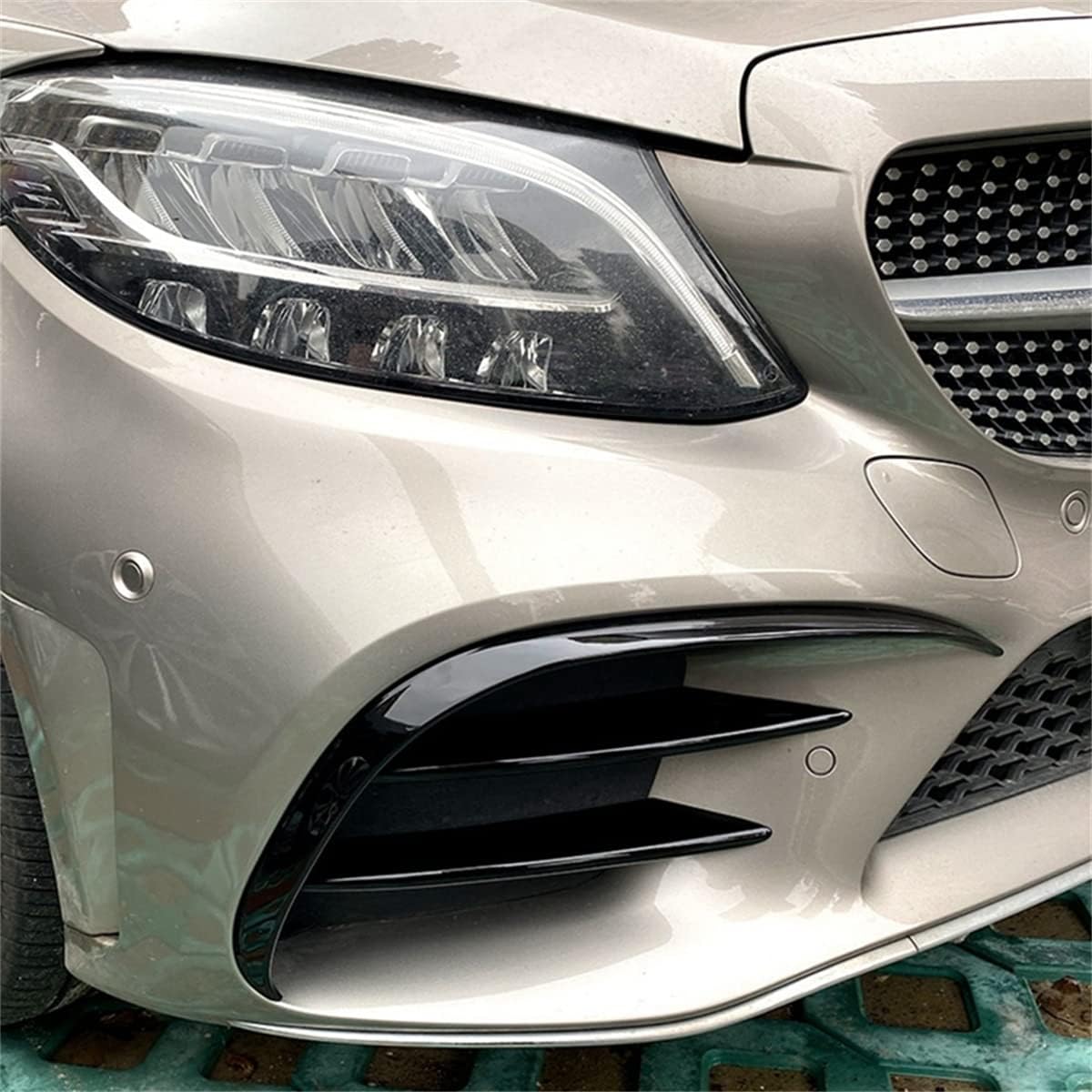 6 Stück Auto Frontstoßstangen Spoiler Splitter Abdeckung, Kühlergrill Entlüftungs Zierleiste, Stoßstangenlippen Splitter Fin Front Canards, Für Be-nz C-Klasse C200 C260 W205 2019+