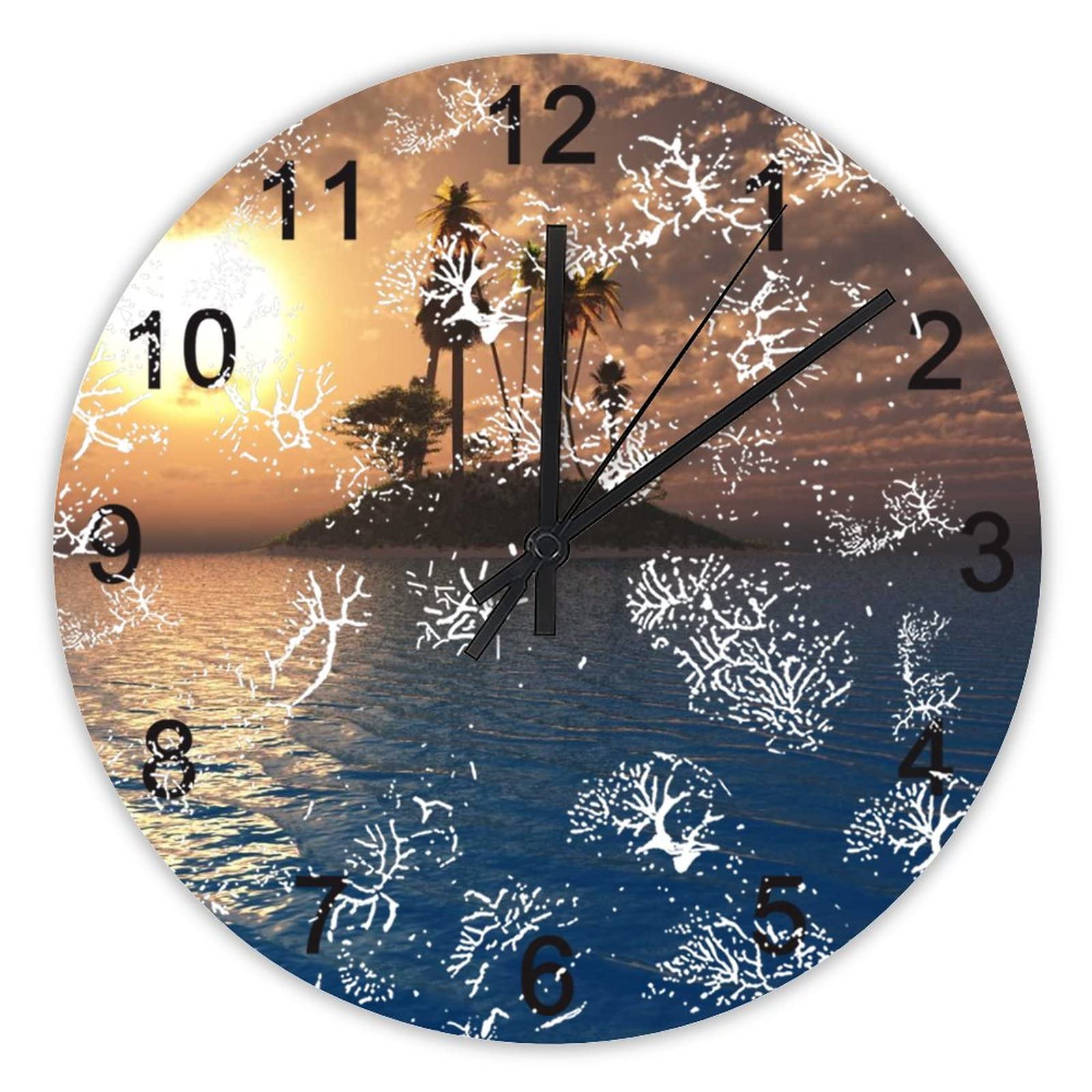 Horloge murale sans tic-tac avec grand cadran exotique pour un sommeil paisible