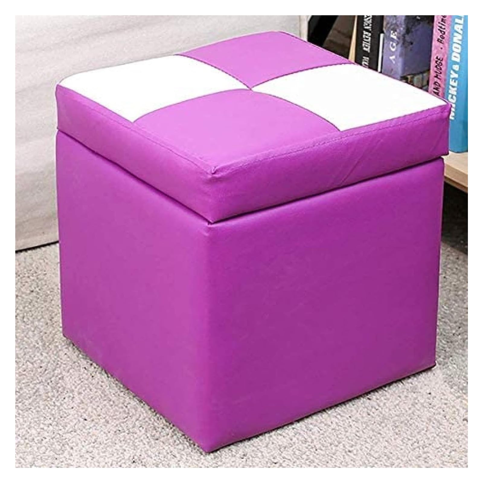 Pouf de rangement avec charnière et compartiment à chaussures malin couleur F