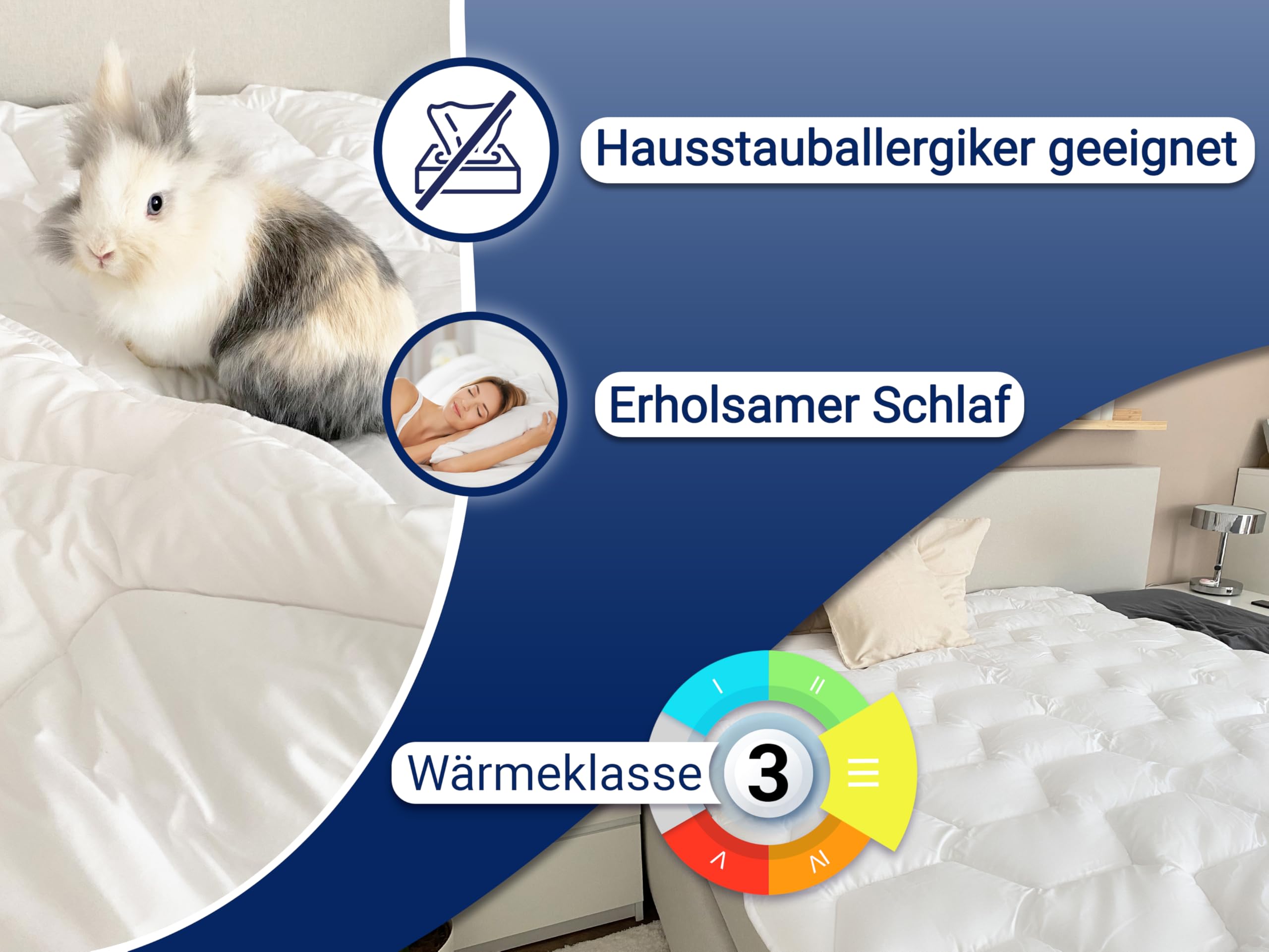 ZOLLNER Bettdecke in 135x200 cm - hautfreundliche Decke - Wärmeklasse 3 - mit Wabensteppung - Füllung aus Polyester - waschbar bis 95°C - Hotelqualität - Oeko Tex® Zertifiziert