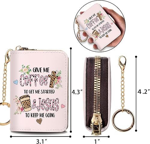 Miniatura 6 de Tarjetero Cartera RFID para Tarjetas de Crédito, Cartera Pequeña para Tarjetas para Mujeres con Llavero con Cremallera, Carteras para Tarjetas de