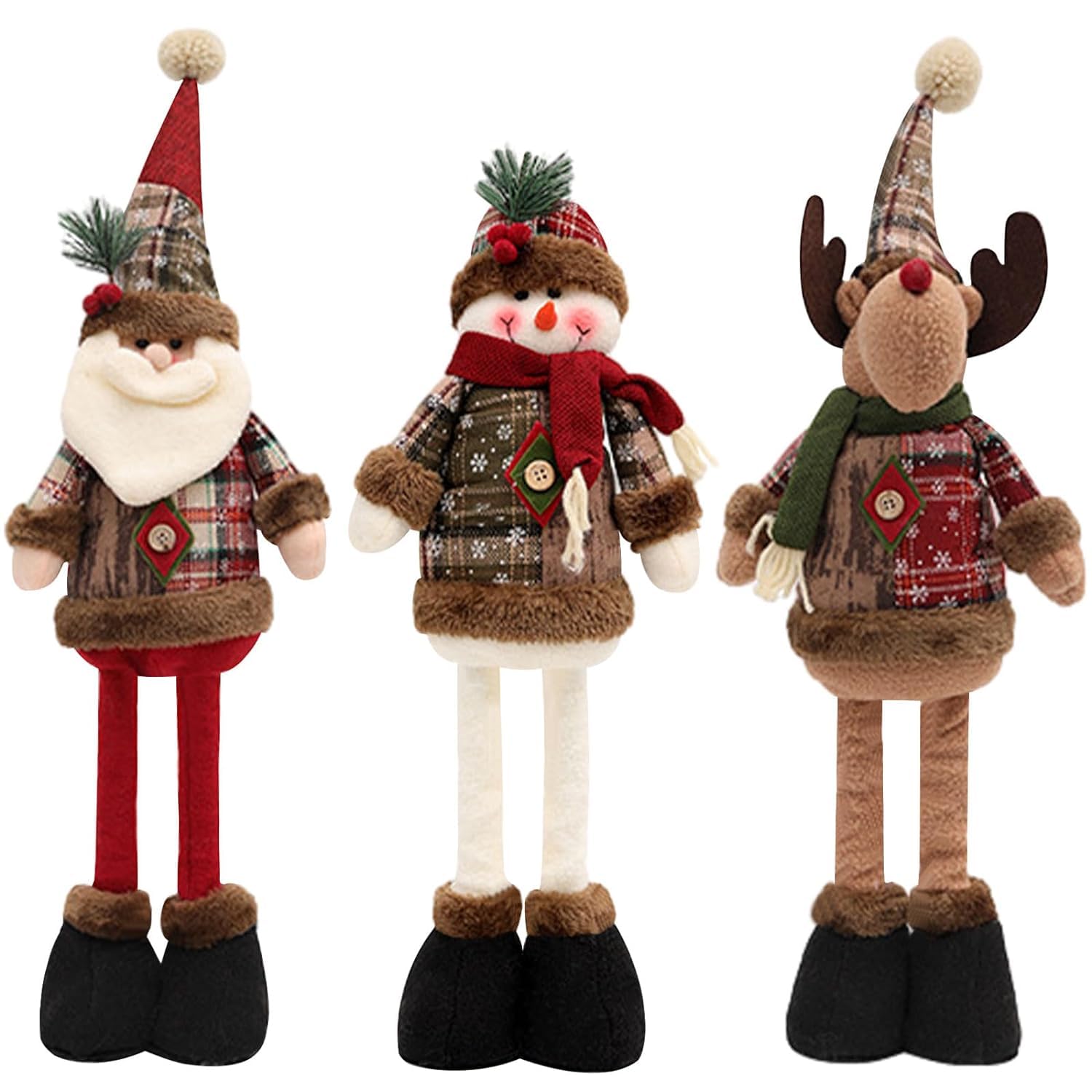 Gamba lunga elastica in peluche, gnomo decorazioni natalizie regolabili, gnomi natalizi ornamenti natalizi carino Babbo Natale pupazzo di neve renna per set di decorazioni da tavolo in