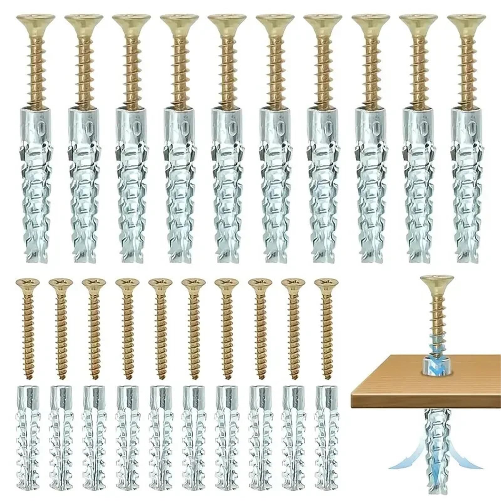 Pernos De Expansión 10/200 juegos de tornillos autorroscantes tubo expansión Metal, tapón perforación, anclajes pared hormigón, sujetadores(100 Sets)
