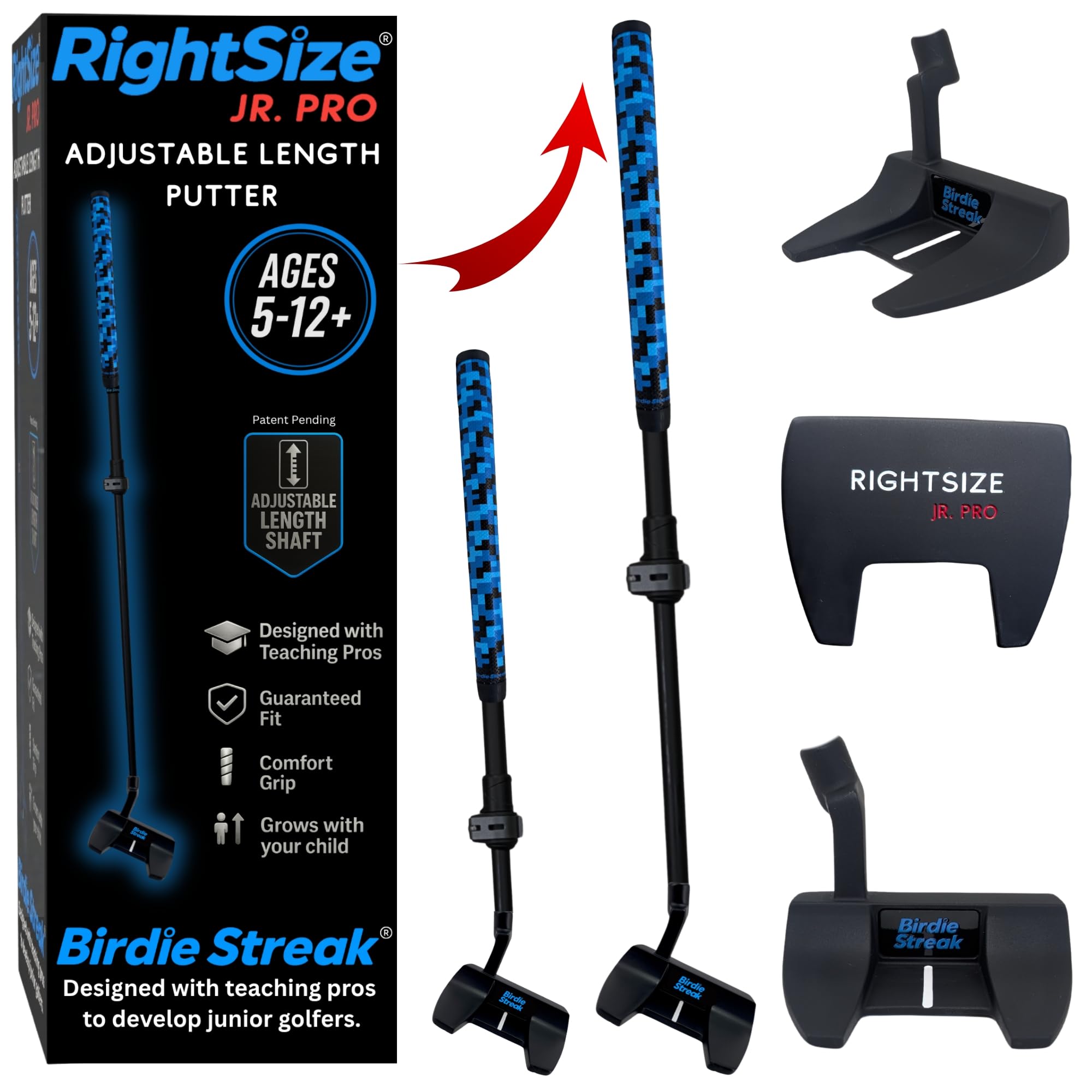 Kids Putter Adjustable Length Junior Golf Club for Boys Girls Ages 2-12