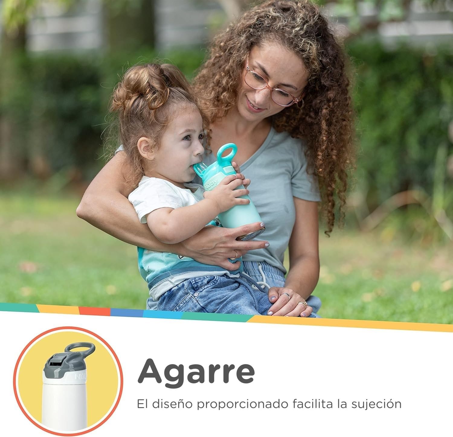 Nuby - Thirsty Kids - Botella Acero Inoxidable Flip-It Reflex para viajes - Vaso Antiderrame Bebe Con Cierre Seguro Y Diseño Térmico - Botella De Viaje Para Niños 10 Onzas - Vaso Bebe Color Turquesa