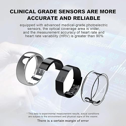 Miniatura 5 de HARMNHLT Smart Ring Health Tracker, registra la calidad del sueño, frecuencia cardíaca, temperatura corporal, oxígeno en sangre y podómetro,