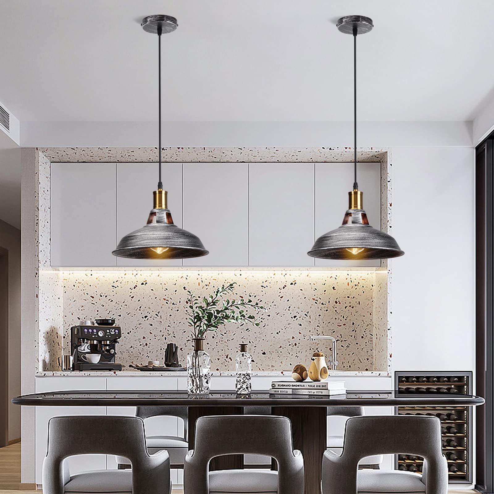 Suspension Industrielle Rétro LED_Sone - E27, Métal Noir, Diamètre 30cm - Cuisine/Salon