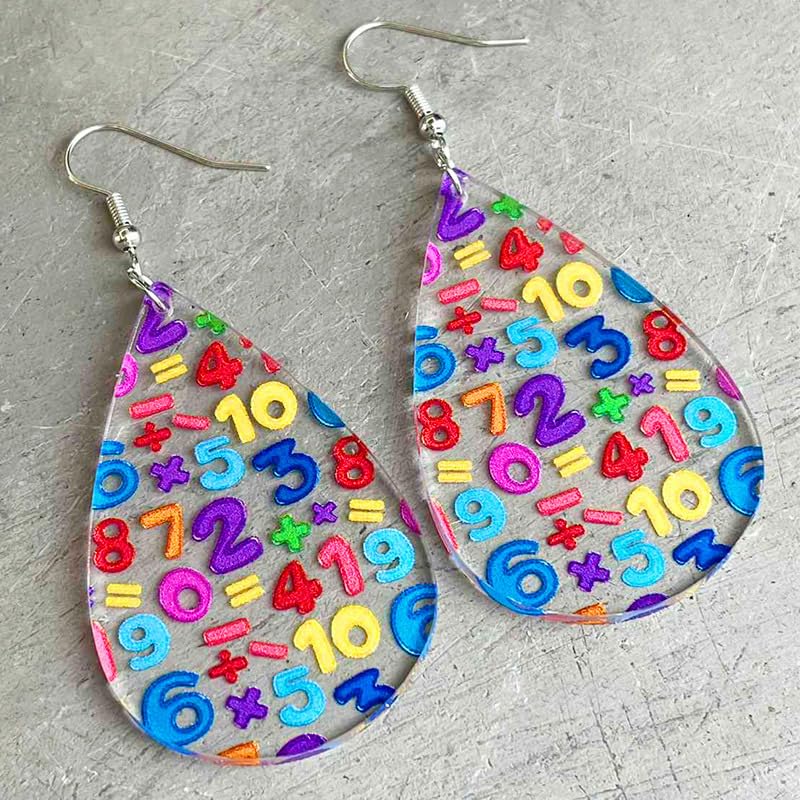 Funny Teacher Teardrop Dangle Earrings for Women Wooden Earrings Teacher Appreciation Jewelry Gifts