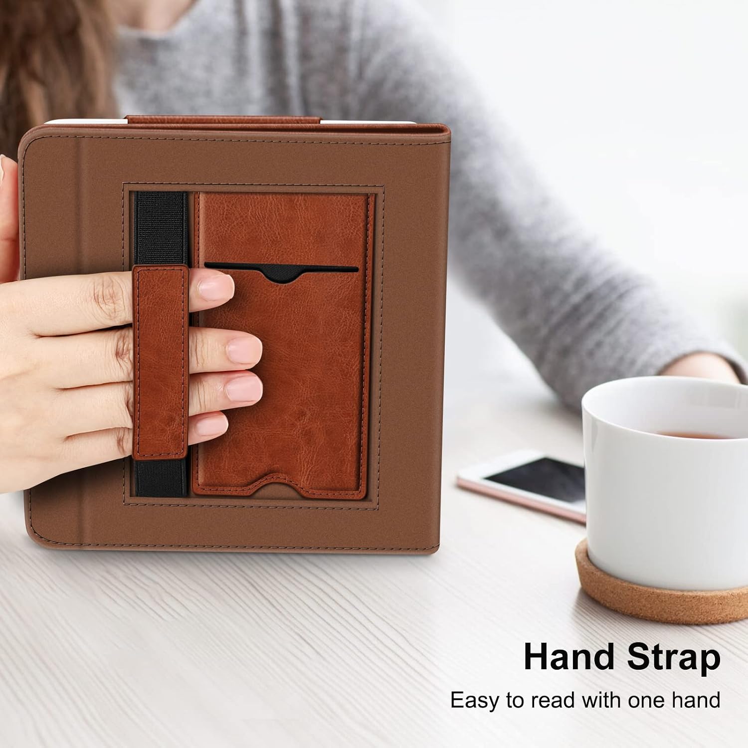 Fintie Stand Case for 7" Kobo Libra Colour/Kobo Libra 2, Vintage Brown | Premium PU Leather Foldable Kickstand eReader Cover, with Card Slot and Hand Strap, Auto Sleep/Wake