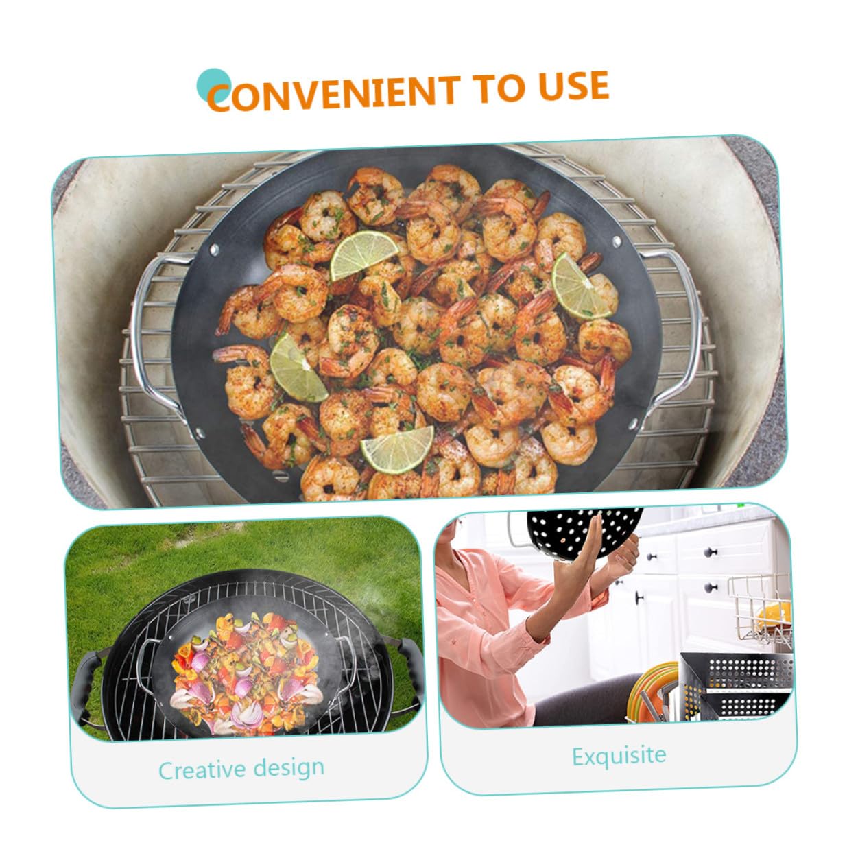 Cestello Griglia Multifunzione Antiaderente per Barbecue Doppia Impugnatura, Cestino per Grigliare Verdure Resistente e Comodo, Accessorio per Barbecue Esterno e Domestico