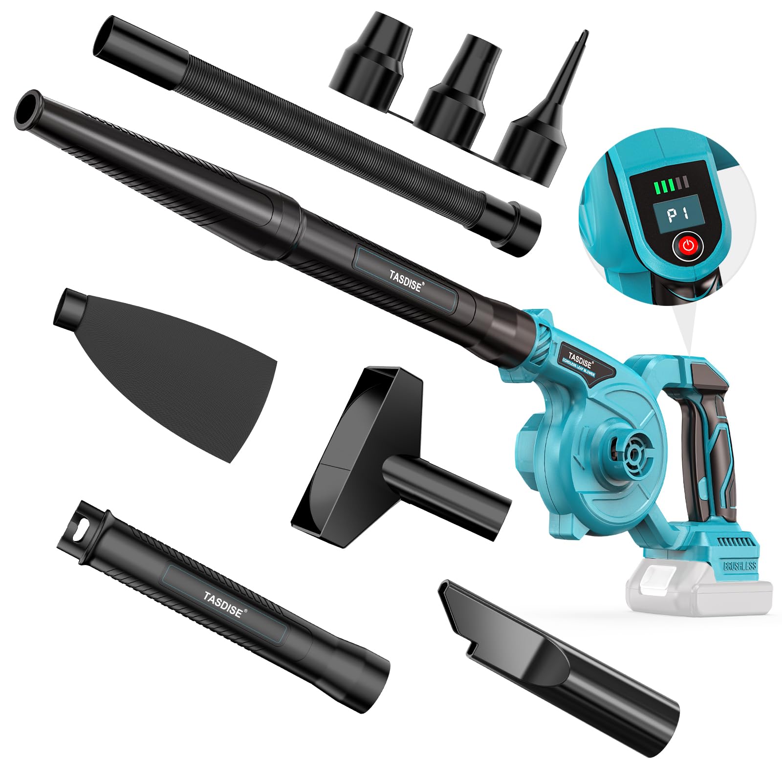 Makita – Souffleur D'air électrique Sans Balais, 5500W, 46000 Tr/min, Sans Fil, Efficace, Feuilles, Poussière De Neige, Outil De Nettoyage Pour Broche De Batterie 18V  202216001