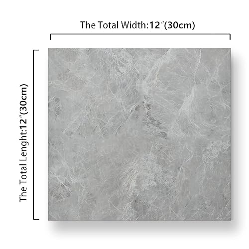 Miniatura 62 de CHICHOME Paquete de 32 azulejos de vinilo impermeables para despegar y pegar, de 12 x 12 pulgadas, autoadhesivos, removibles de mármol gris
