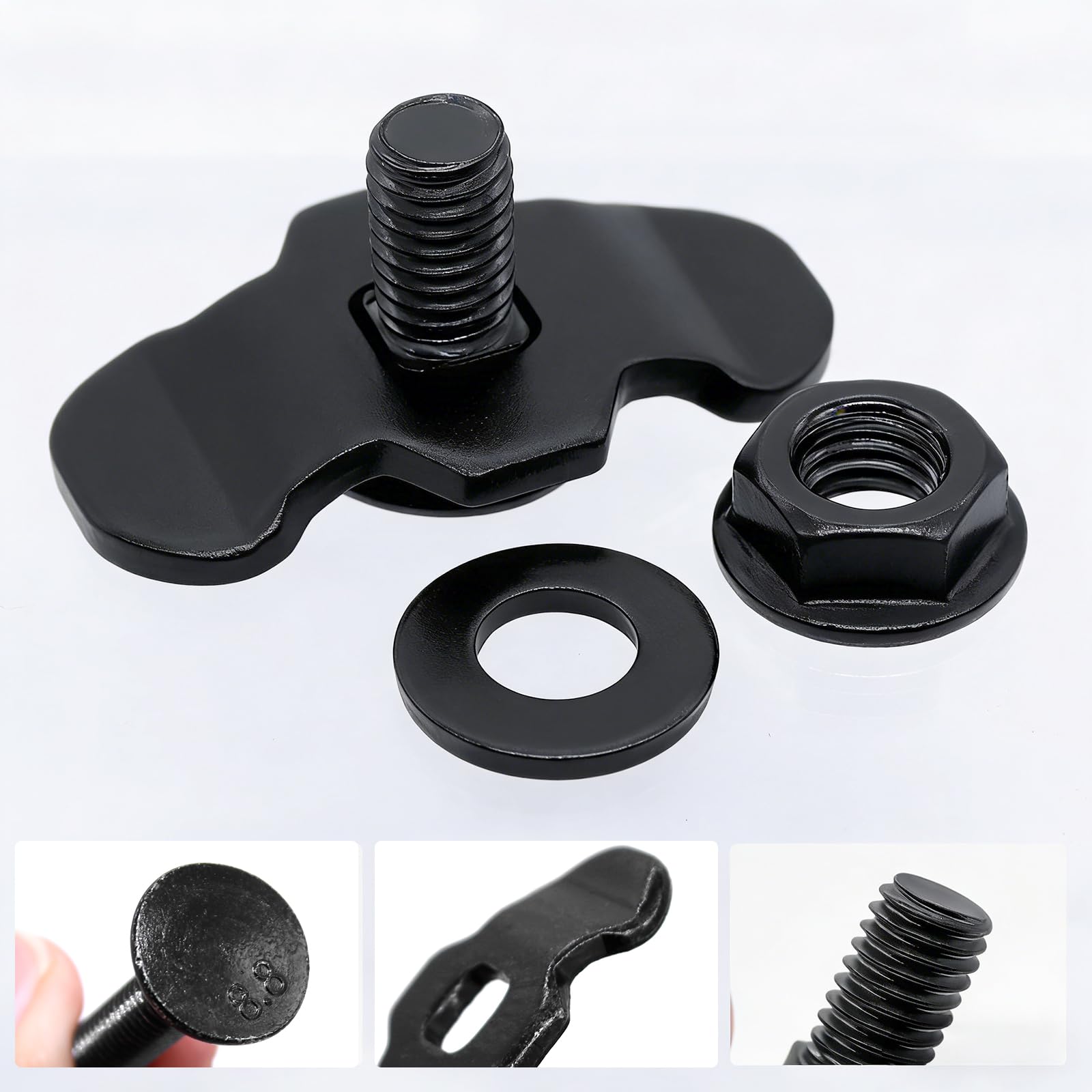 10 Stück Zubehör Airlineschiene Fitting Airline Schienen Zubehör M8 × 20MM 500daN Endbeschlag Schraubfitting für Airlineschiene Endfitting, Airlineschienen Schwarz (M8×20MM) - 2