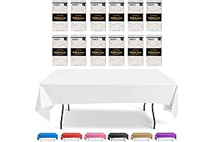 Plastic White Table Cloths for Parties Disposable, 12 Pack