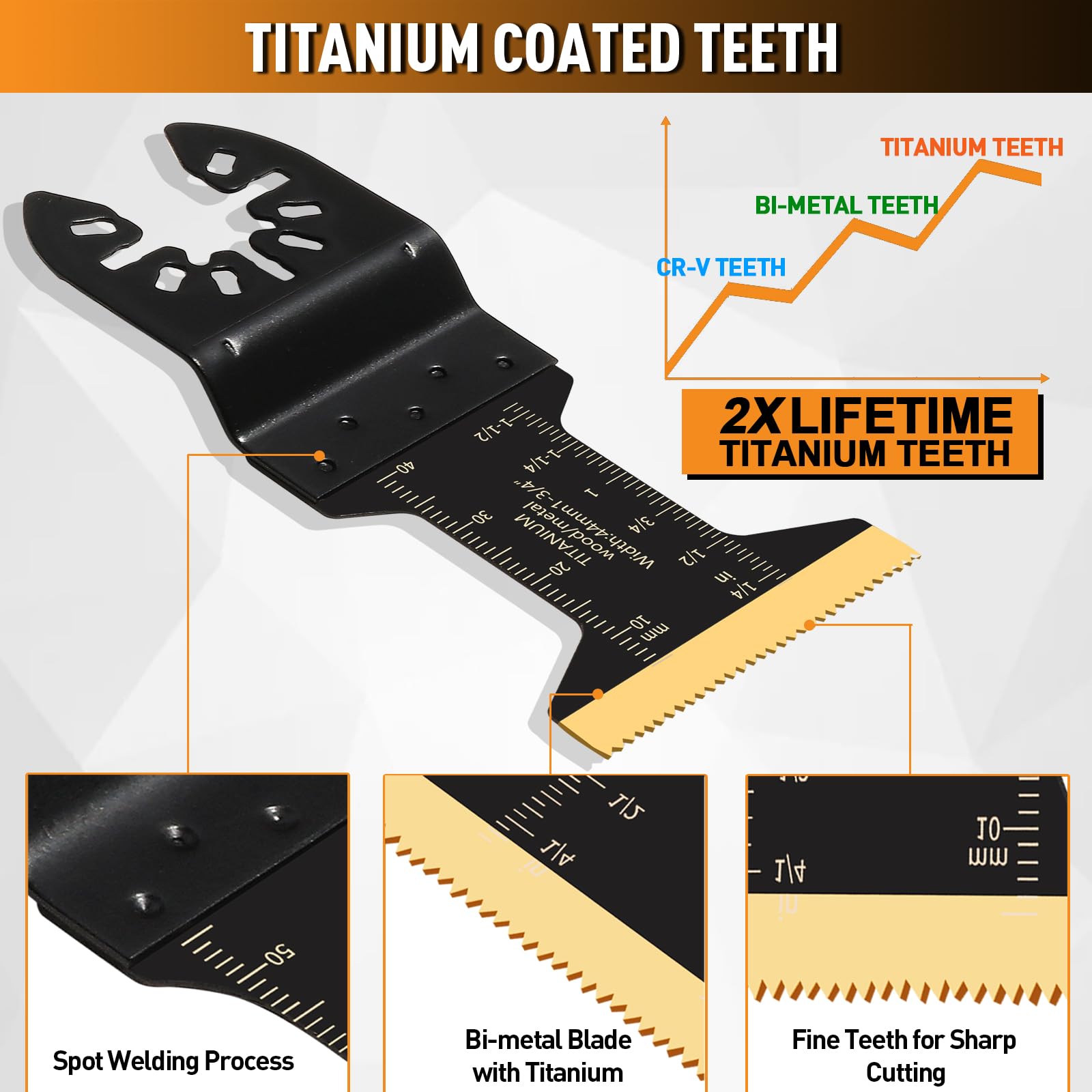 16 hojas de sierra oscilantes de titanio para corte de metal, cuchillas multiherramienta universales para materiales duros, metal, clavos, madera, plástico, kits de cuchillas multiherramienta