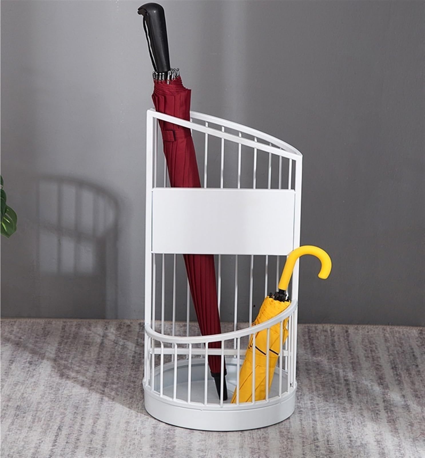 SaryEdge Round Metal Umbrella Stand - Double Layer Free-Standing Organizer for Home, Office, Entryway - Sturdy Construction, Large Capacity,White-Large,White-Large