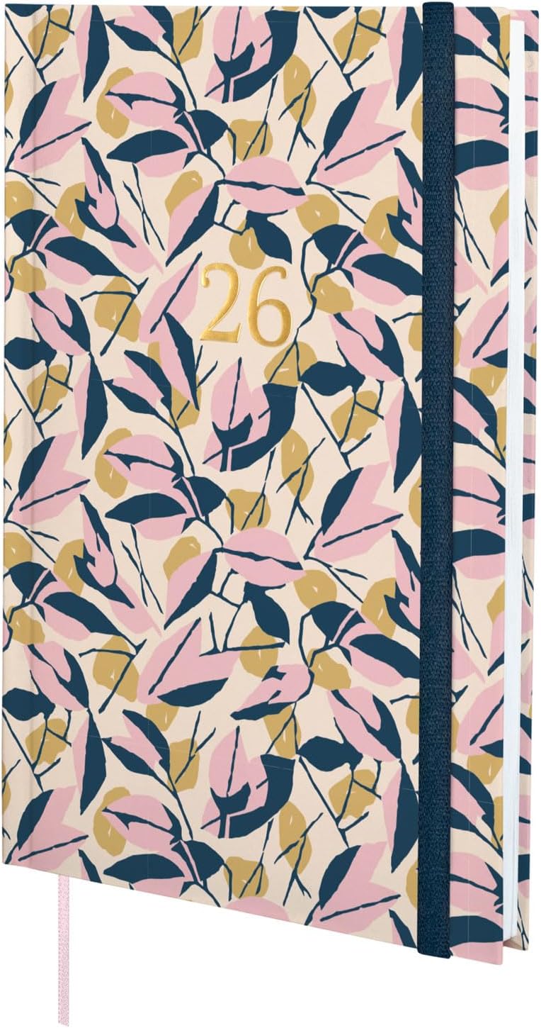Finocam - Planner 2026 Vertical Week to View | January - December (12 Months) | Annual Planner 2026 | Bound Padded Hardcover Berlin - Leaves - International