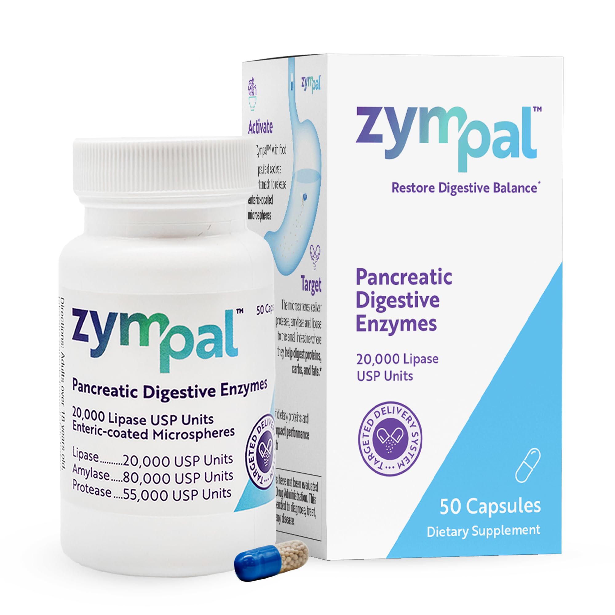 Pancreatic Digestive Enzymes 20 000 Lipase USP Units High-Potency Pancreatic Digestive Enzyme Supplement for Gas Bloating Indigestion Relief