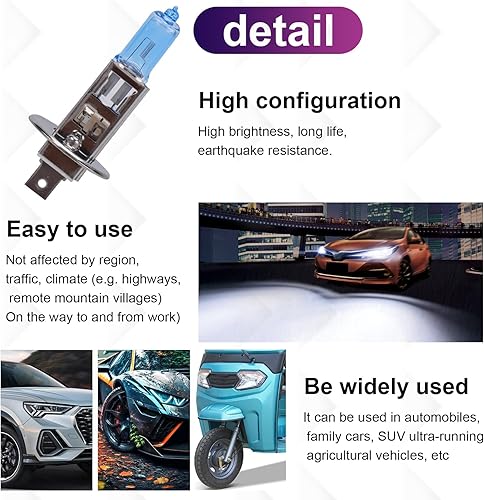 Miniatura 4 de UGSHY 2 piezas de repuesto de bombillas halógenas para iluminación de automóvil, 12 V de vidrio de cuarzo impermeable para vehículos, accesorios de