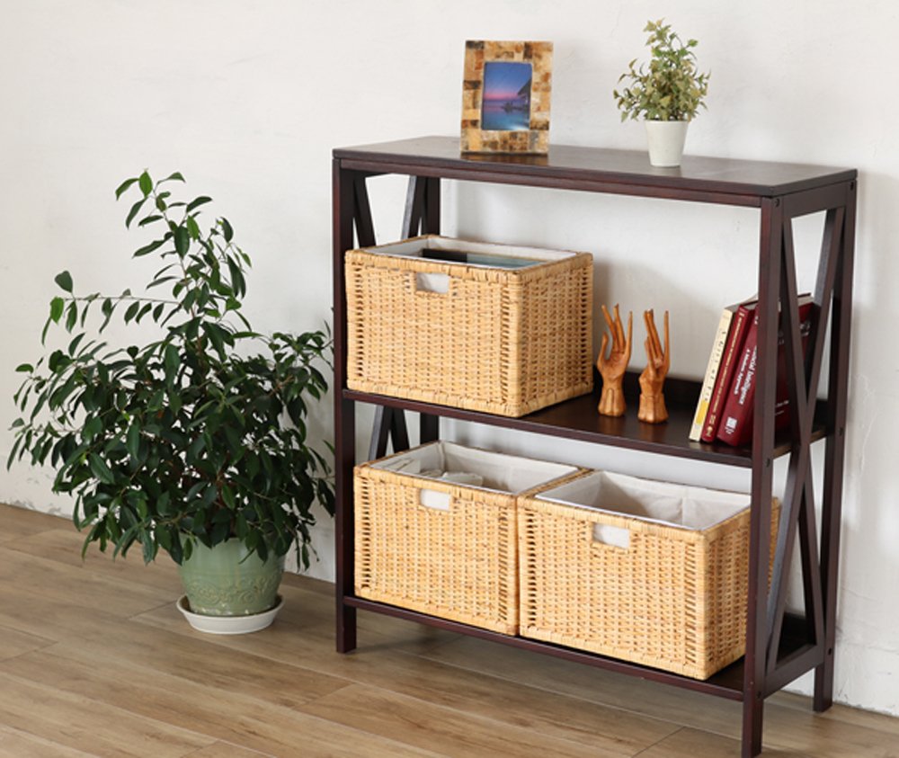 ラタン3段バスケット AROROG レクト3段バスケット ランドリーバスケット 高さ78cm