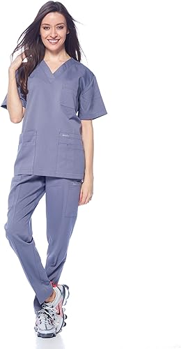Miniatura 2 de Conjunto de uniforme sanitario Dagacci unisex, con cuello en V, súper elástico, conjunto de uniforme
