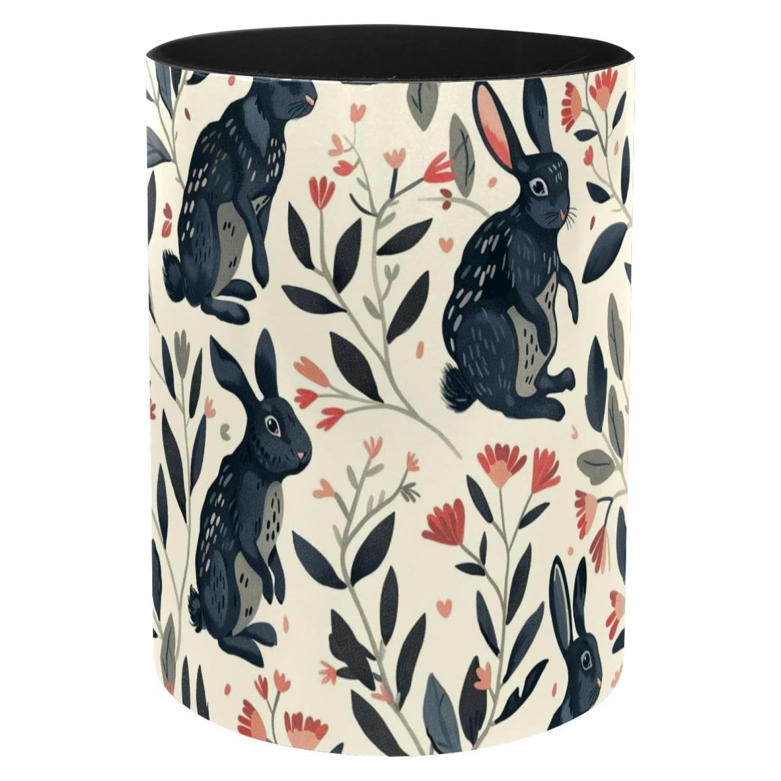 Porte-pinceaux de maquillage en métal robuste et lapin noir chic