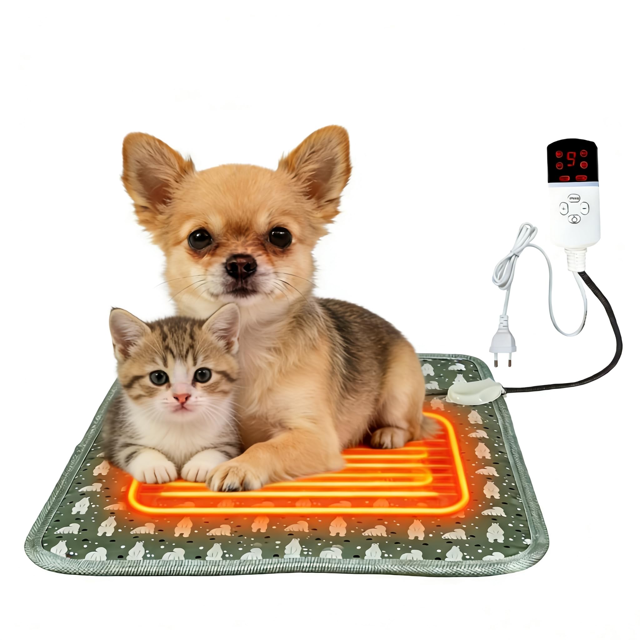 OBEST Manta termica para Perros y Gatos Impermeable, 9 Niveles de Temperatura de 20 a 50 °C, Manta electrica Mascotas con Programador 2 a 12 Horas, Almohadilla térmica Mascotas(45 * 45cm)