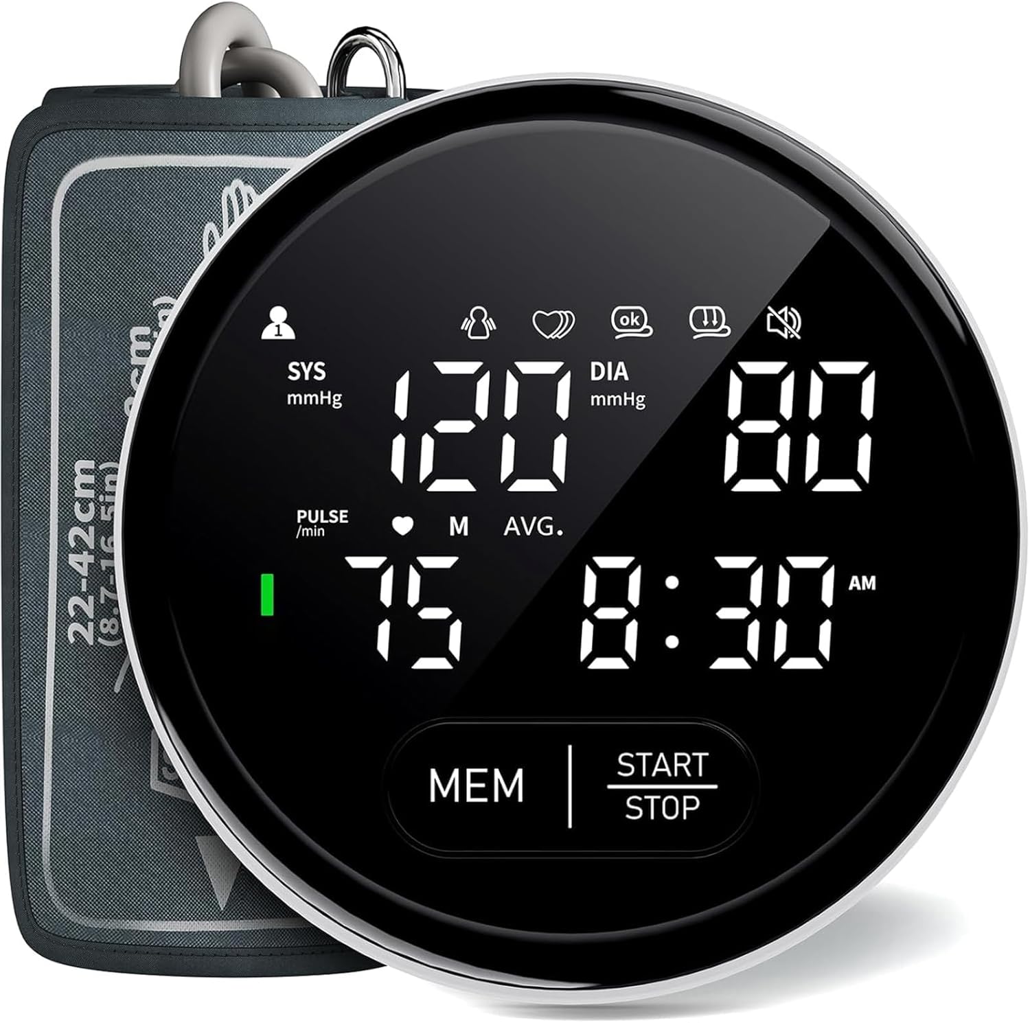 Product image of Blood Pressure Monitor Upper Arm Automatic Monitors for Home Use Adjustable 8.7"-16.5" Cuff Voice Broadcast Large Backlit Display 240 Sets Memory with Storage Bag