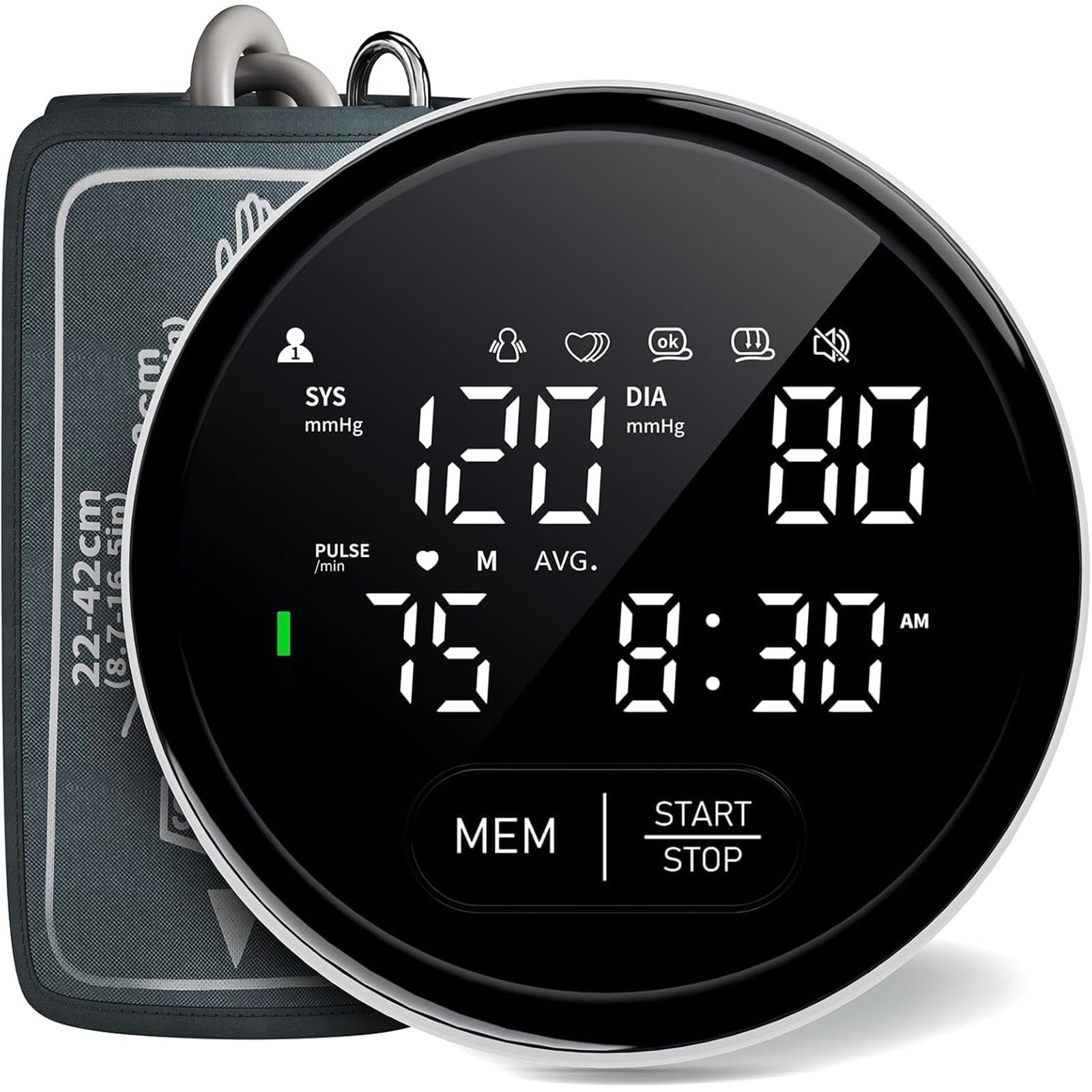 Blood Pressure Monitor Upper Arm Automatic Monitors for Home Use Adjustable 8.7"-16.5" Cuff Voice Broadcast Large Backlit Display 240 Sets Memory with Storage Bag