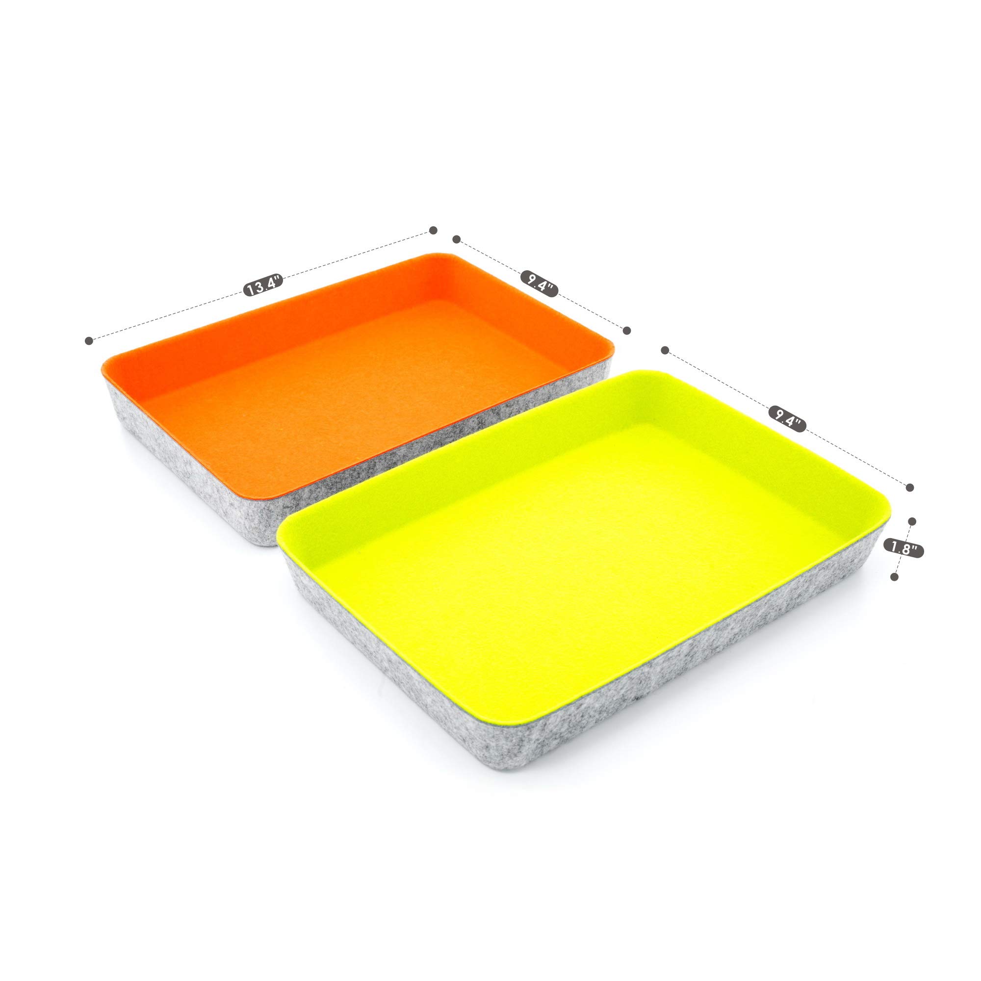 Welaxy 2-teiliger Schreibtisch-Schubladen-Organizer für Dokumente in Briefgröße, A4-Papier, Ordner, Ordner, Aufbewahrungsbehälter (Orange + Grün)