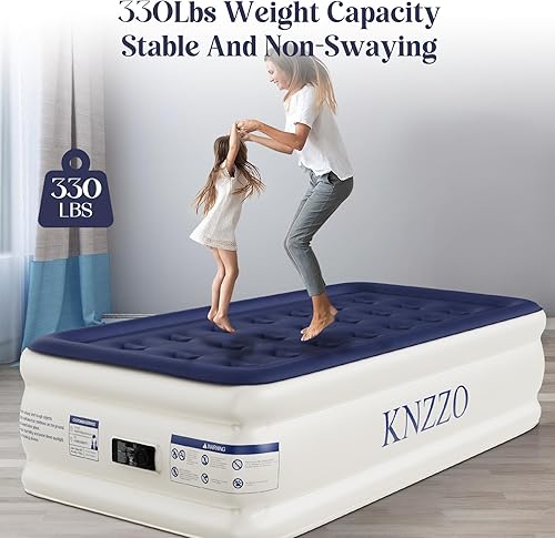 Miniatura 2 de Colchón de aire individual con bomba incorporada, colchón inflable con parte superior flocada suave, colchón inflable a prueba de fugas, cama de