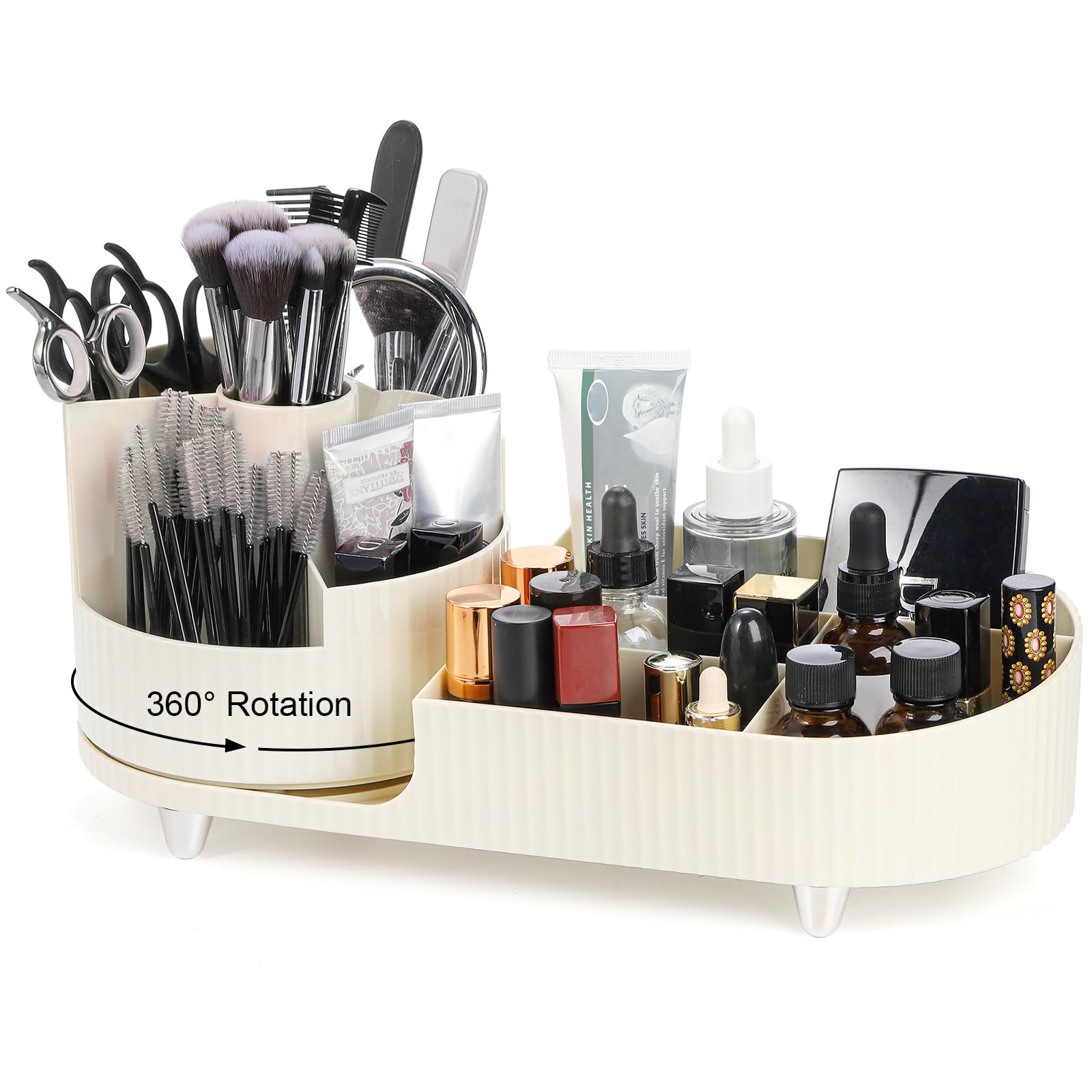 Photo 1 of (Similar to the) Dicunoy Makeup Organizer for Countertop, 360 Degree Rotating Makeup Brush Holder for Vanity, Large Capacity 9 Slots Beauty Cosmetic Display Case with Stand for Bathroom, Nail Polish, Lipstick