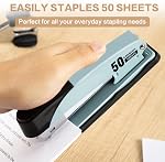 Deli Stapler Heavy Duty, Full Strip Staplers for Desk with 2000 Staples and Staple Remover, 50 Sheet Capacity, No Jam, Non-Slip Office Stapler with Staples for Office, Classroom, Blue