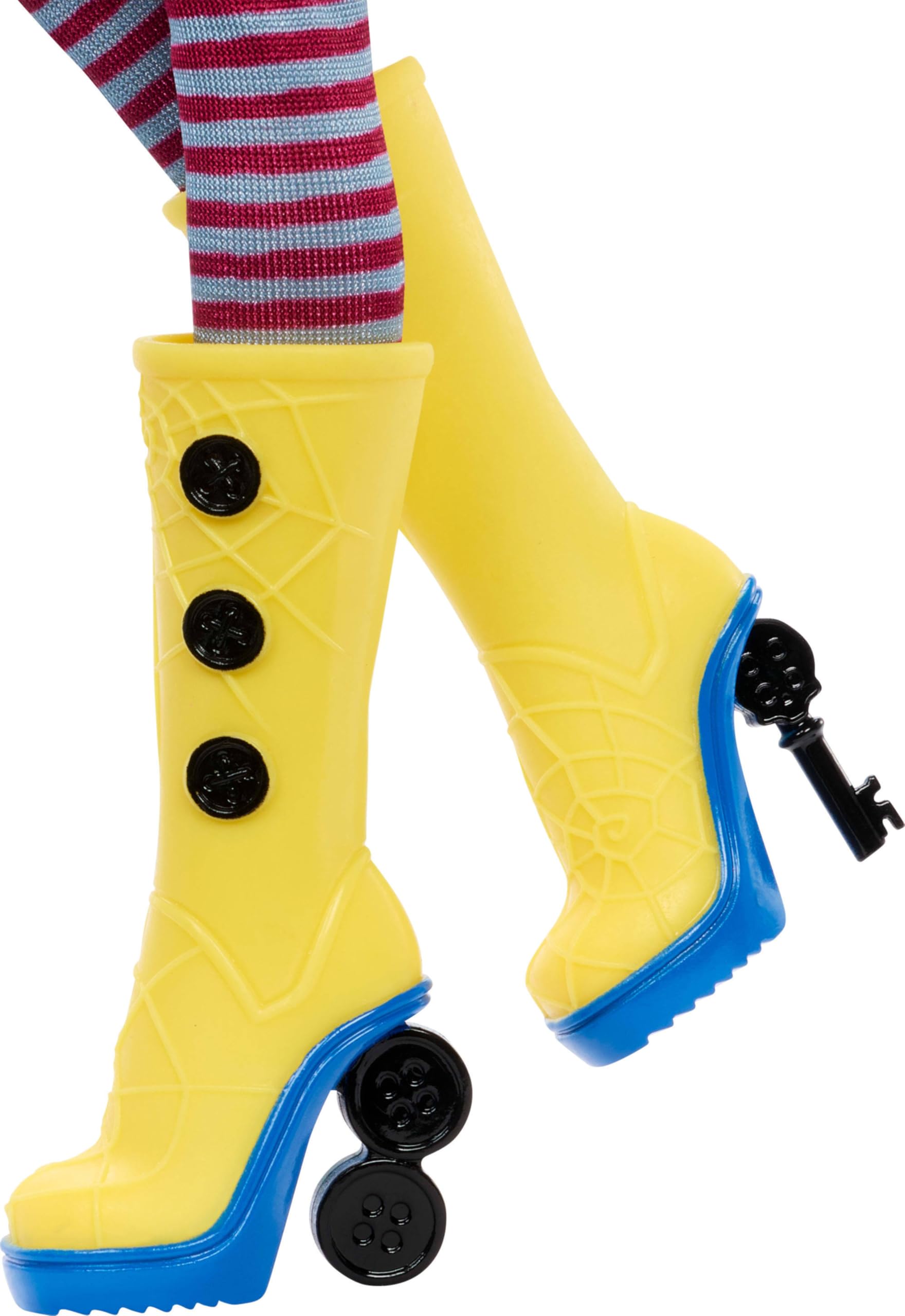 Monster High Skullector Doll, Coraline Collectible in Yellow Raincoat with Dress and Accessories Like Rag Doll, Cat Figure, and Doll Stand - 4