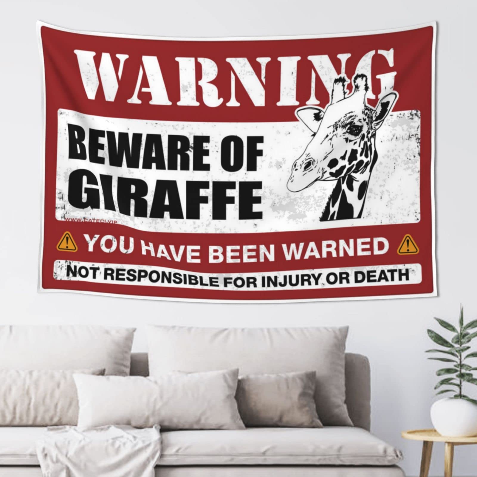 PRAVOXI Room Door Decor Beware Of Giraffe Tapestry Room Decore Men Cave Decor(75X100CM)