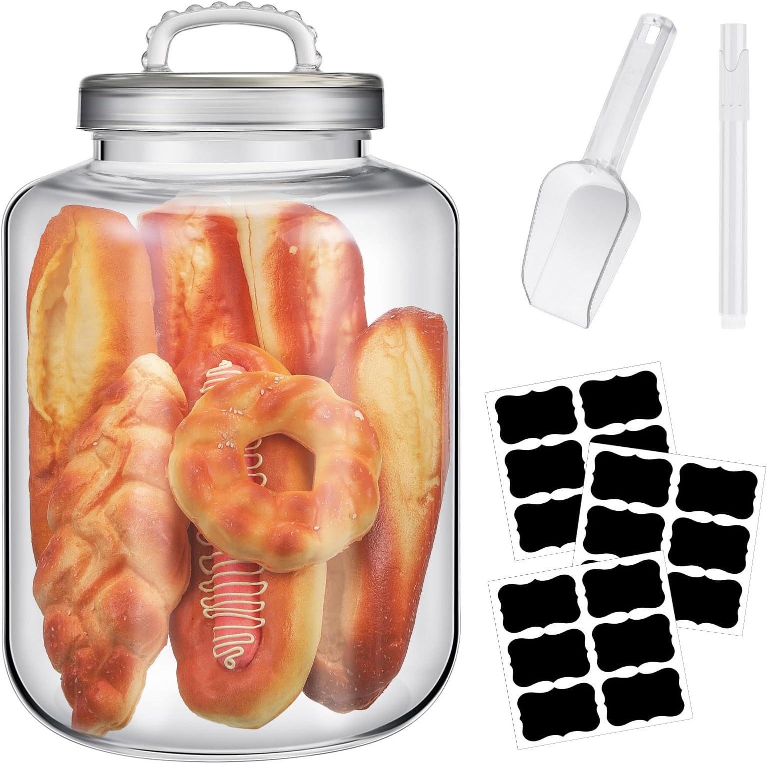 Amazon.com: Yaomiao 3 Gallon Glass Jar with Lid Large Cookie Jar with ...
