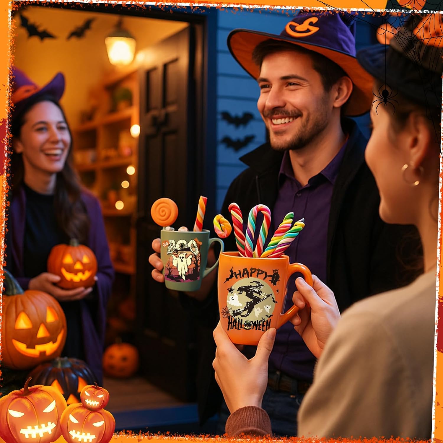 Shellwei 6 Pack Halloween Coffee Mugs 11 oz Ceramic Cups