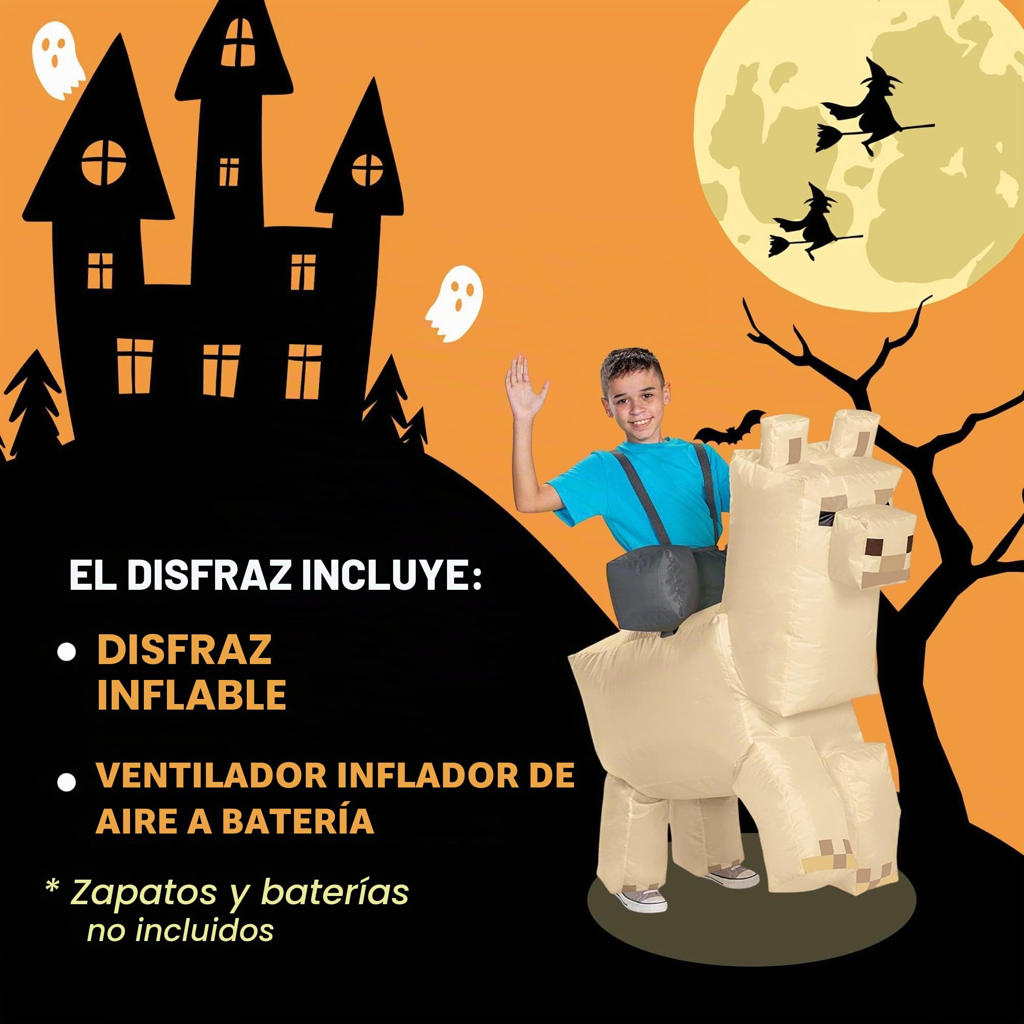 Disguise Disfraz inflable de Minecraft para montar, accesorio oficial de Minecraft para niños, talla única, llama