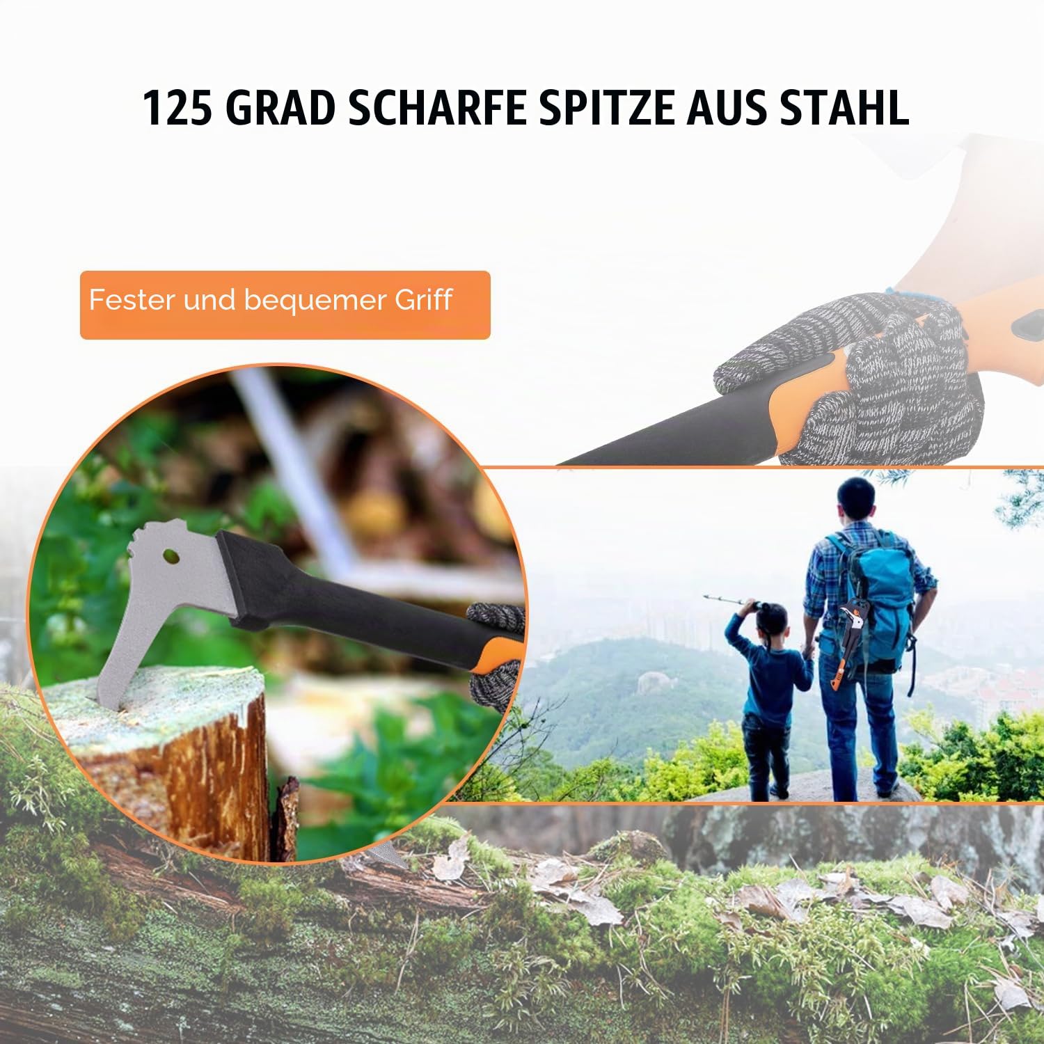 TOPWAY Handsappie mit Langem Griff 720mm Sappie, Karbonstahl, ergonomischer TPR-Griff, Forstwerkzeug zum Ziehen, Anheben und Bewegen von Holzstücken, Inklusive Schutzhülle 331235