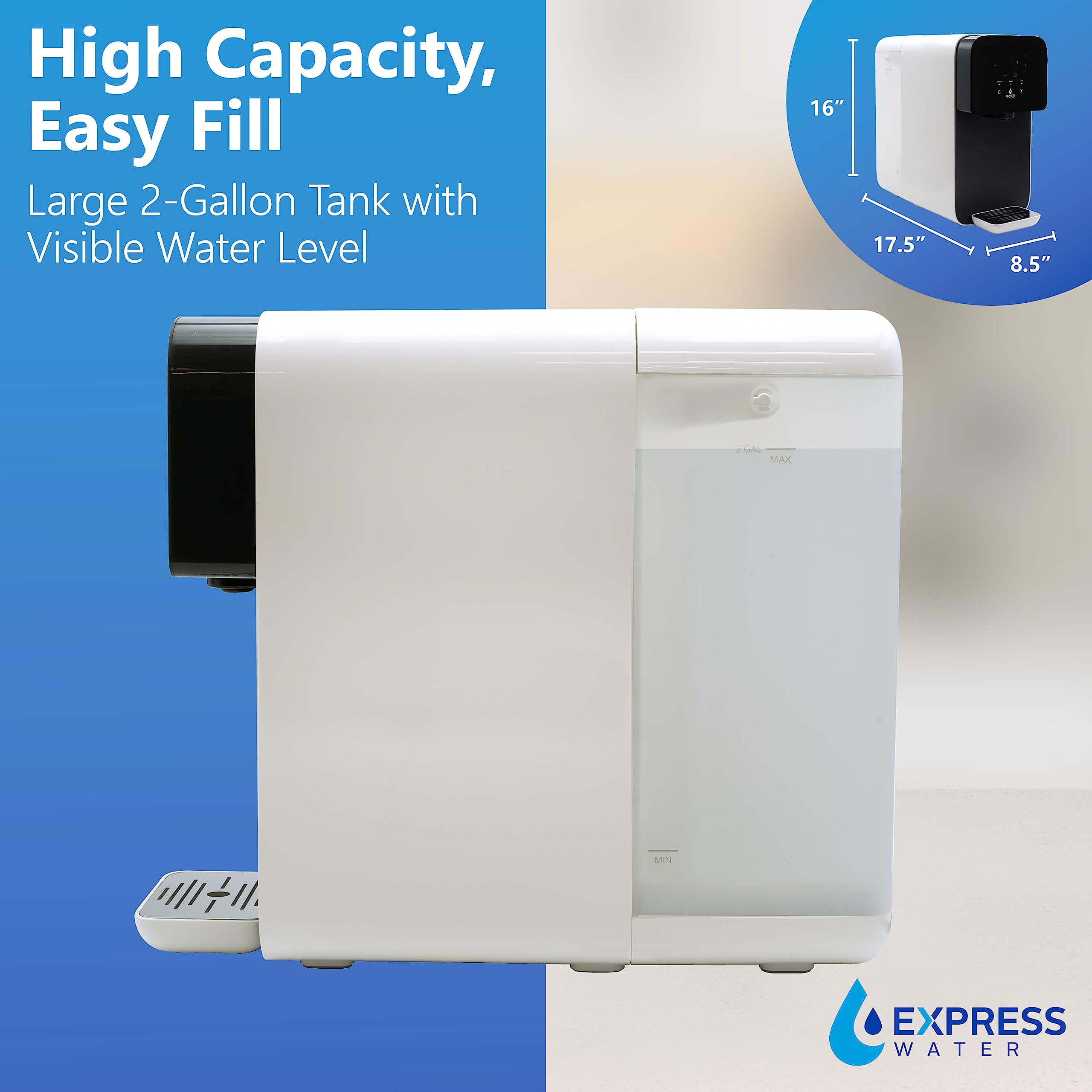 Express Water ROC001 UV system filtrowania wody na blacie - gorący, pokojowy, system filtrowania wody z odwróconą osmozą otoczenia - 5-stopniowy system filtrów wody RO z oczyszczaczem wody UV - nie