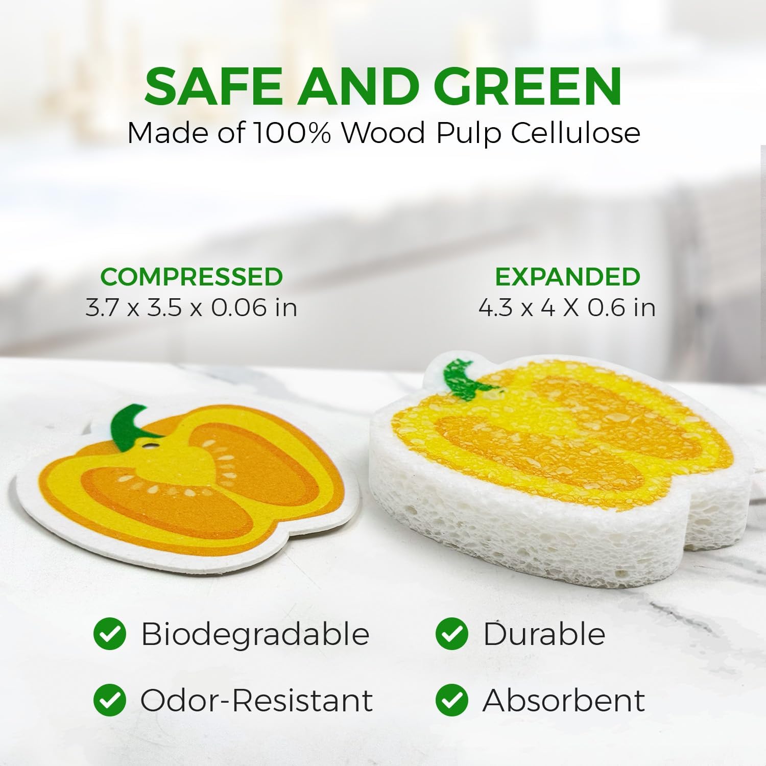 Biodegradable Cellulose pred Spons Bulk - Vetable Shaped